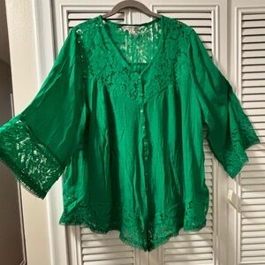 Zac & Rachel Vibrant Green Lace Blouse
